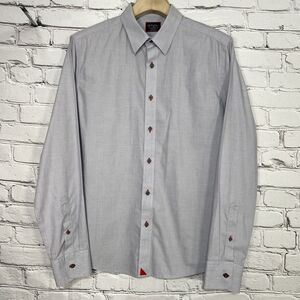 Untuckit Rubican Wrinkle Free Long Sleeve Button Up Shirt Slim Fit Size L Gray